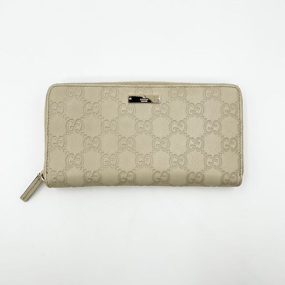 Gucci GG Monogram Guccissima Neutral Leather Zip Around Wallet Organizer - Picture 1 of 12